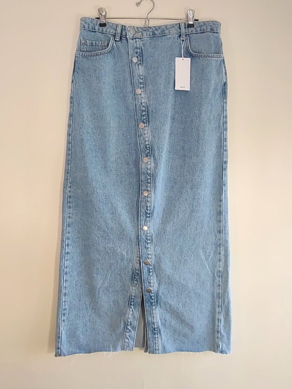 MANGO Denim Maxi Skirt Size Large Edgy Boho Timeless Minimalist Capsule Sleek - Picture 5 of 15